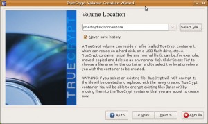 Scelta del file contenitore cifrato