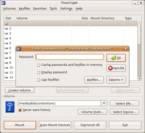 Montaggio del file contenitore cifrato